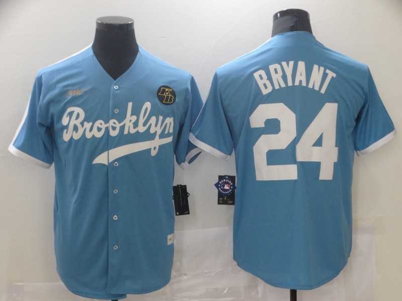 Men%27s Los Angeles Dodgers #24 Kobe Bryant Light Blue Throwback With KB Patch Cool Base Stitched Baseball Jersey->los angeles dodgers->MLB Jersey
